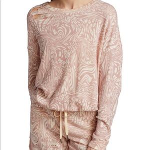 NEW NWT n:PHILANTHROPY Pink Marbled Vinn Swirled Sweatshirt